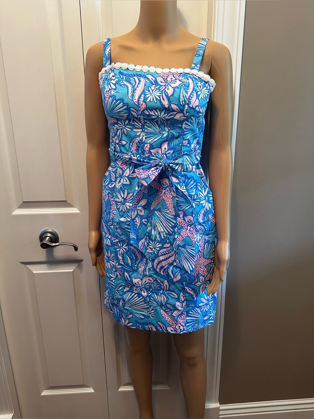 Lilly Pulitzer Kensington Stretch Cotton Dress in Amalfi Blue Sound The Sirens